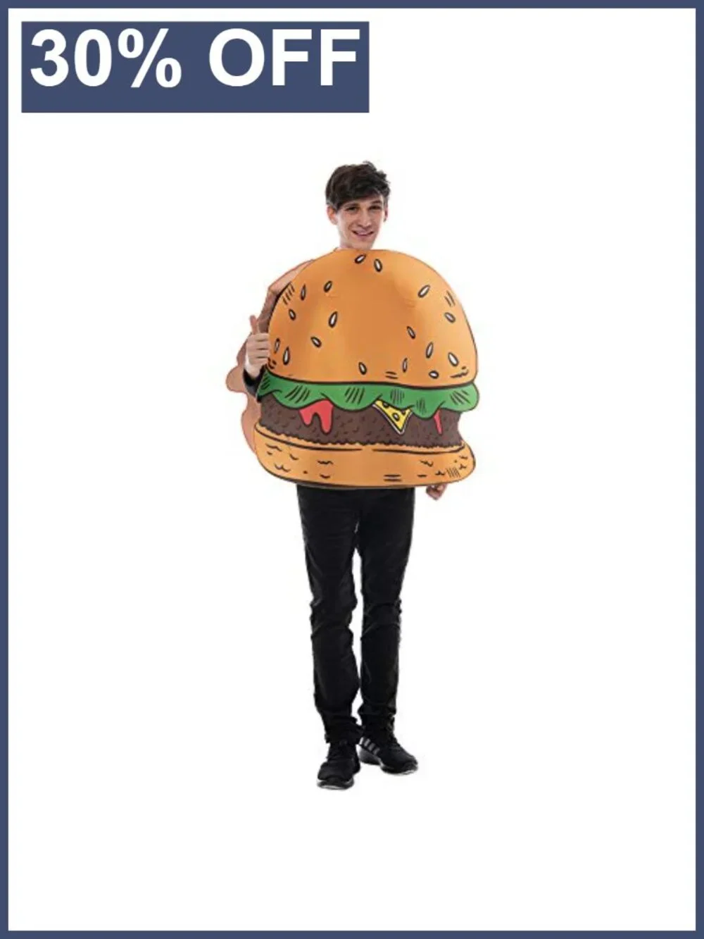 Adult Hamburger Costume One Size Funny Halloween Food Tunic Cosplay Polyester